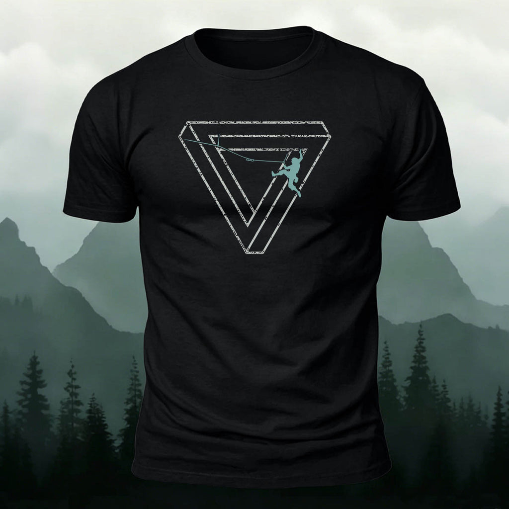 Hiking-Inspired Geometric Print Cotton T-Shirt