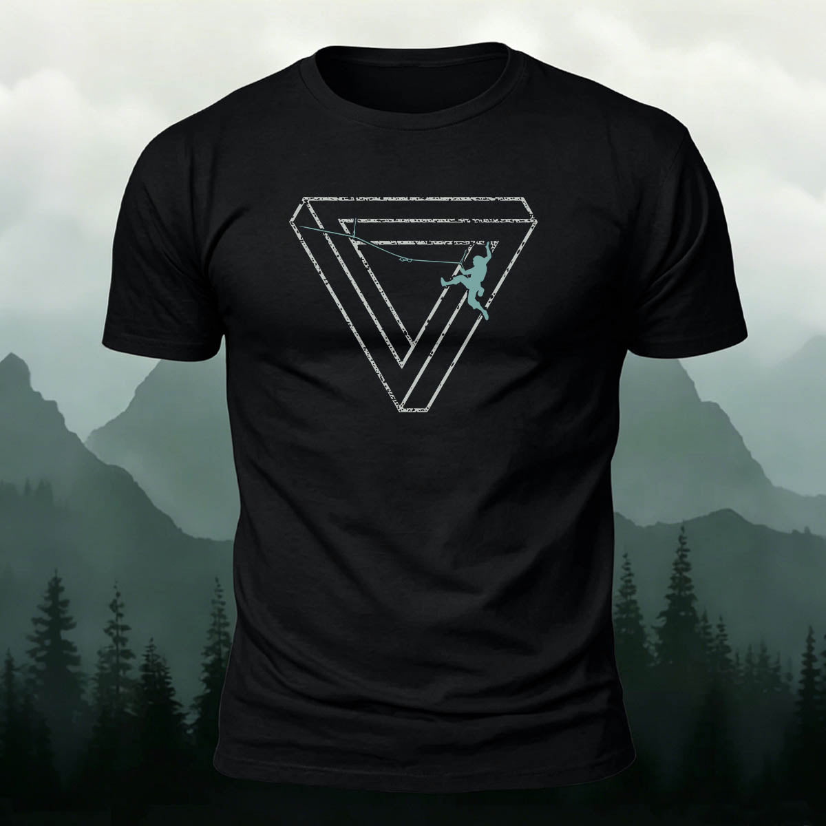 Hiking-Inspired Geometric Print Cotton T-Shirt