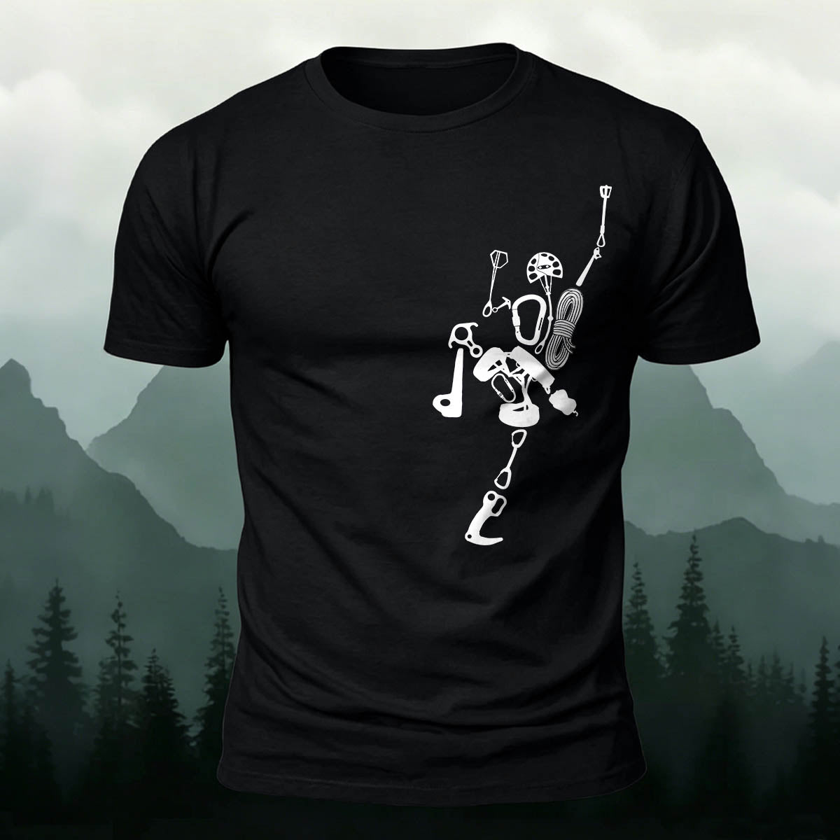 Fun Rock Climbing Print Casual Cotton T-Shirt