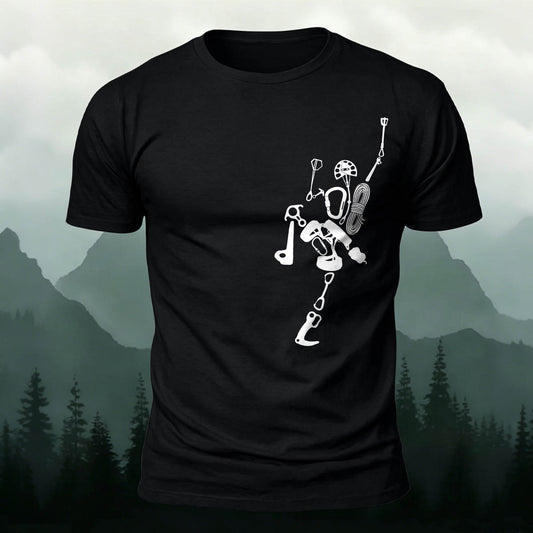Fun Rock Climbing Print Casual Cotton T-Shirt