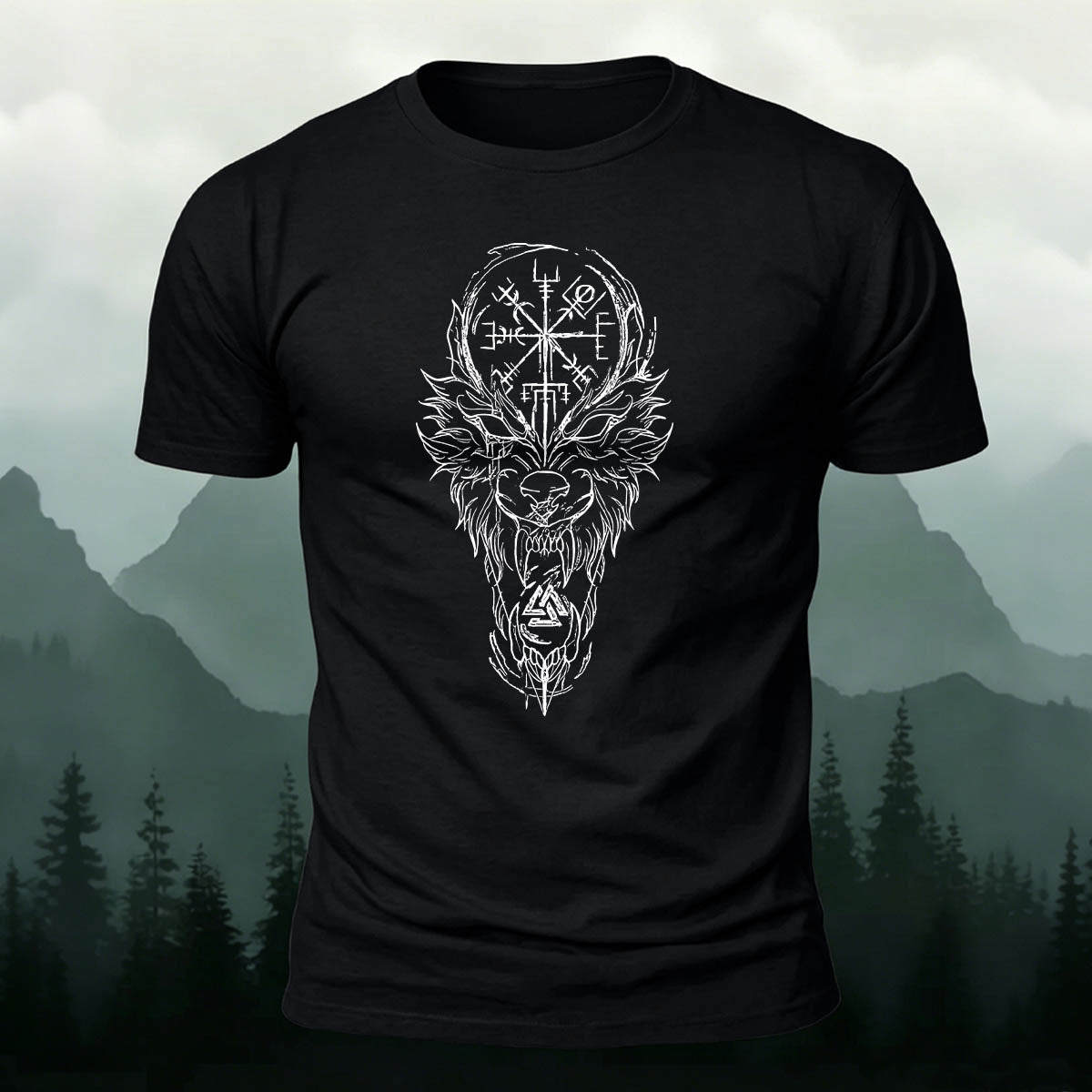 Vintage Tribal Sketch Totem Casual Cotton T-Shirt