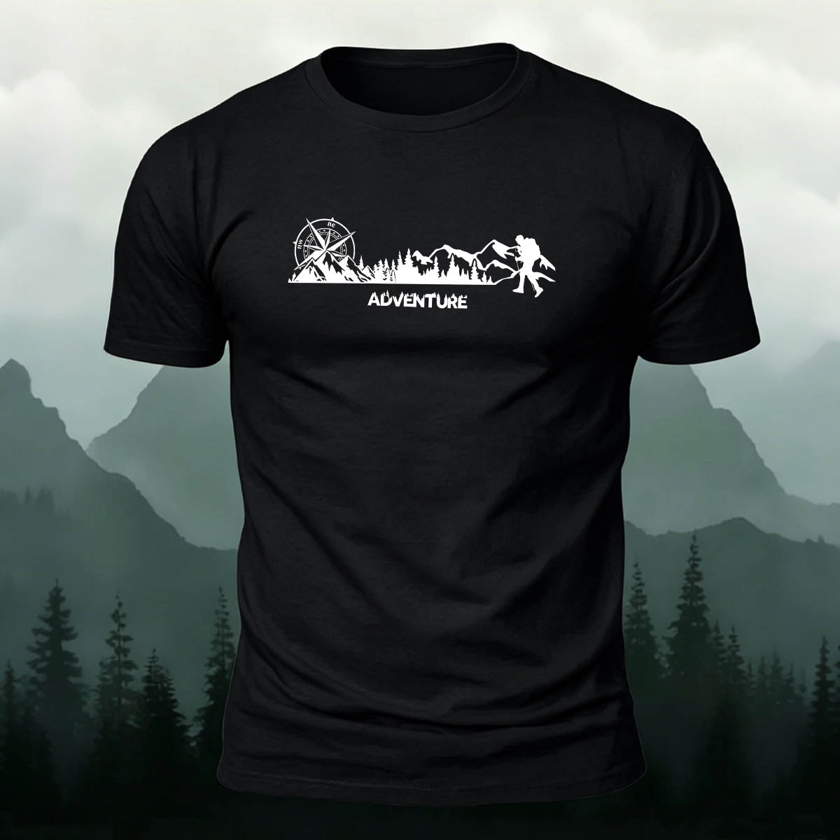 Snow Mountain Climbing Adventure Printed Casual Cotton T-Shirt