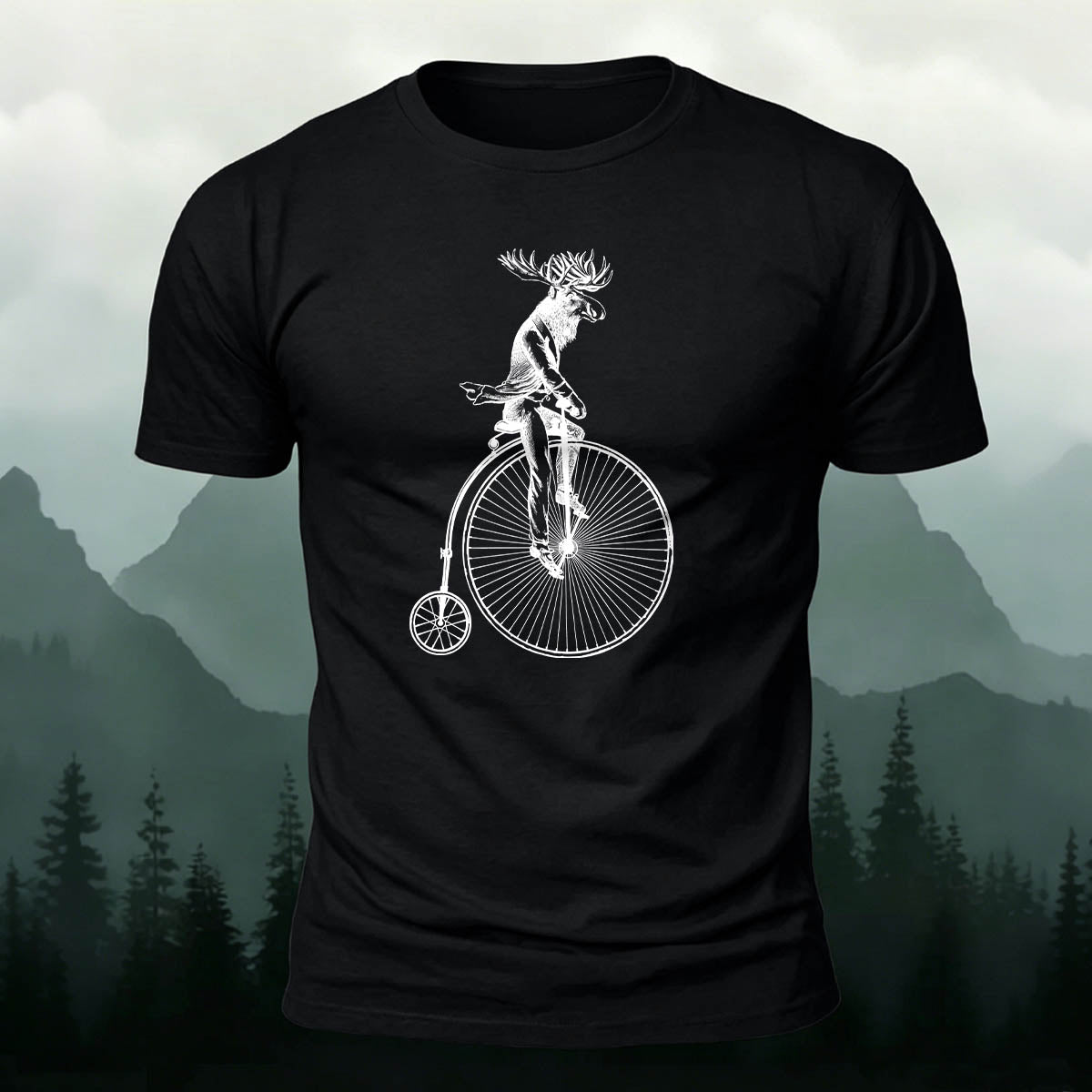 Divine Deer Acrobatic Cycling Print Casual Cotton T-Shirt