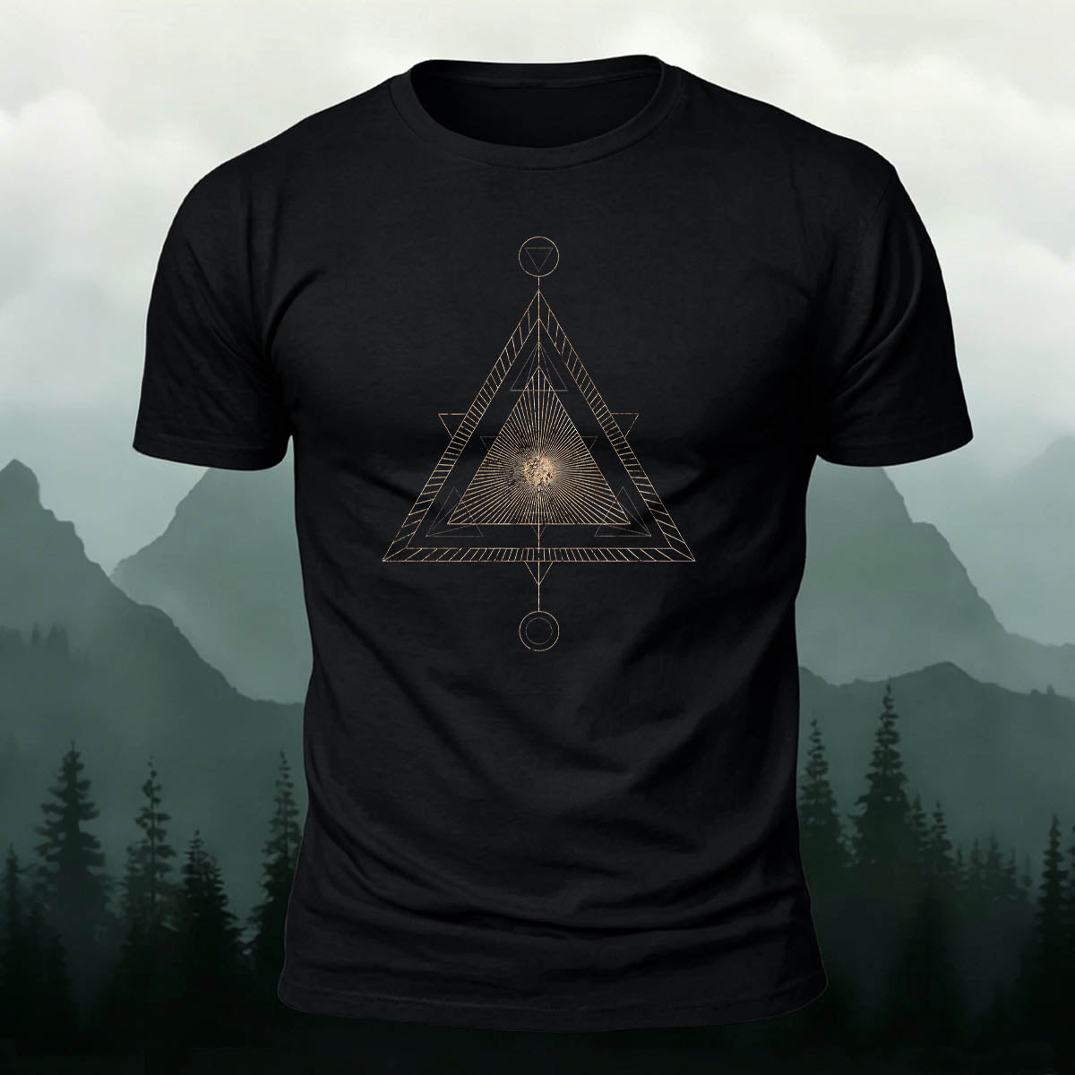 Cotton Geometric Triangle Print Casual and Versatile T-Shirt
