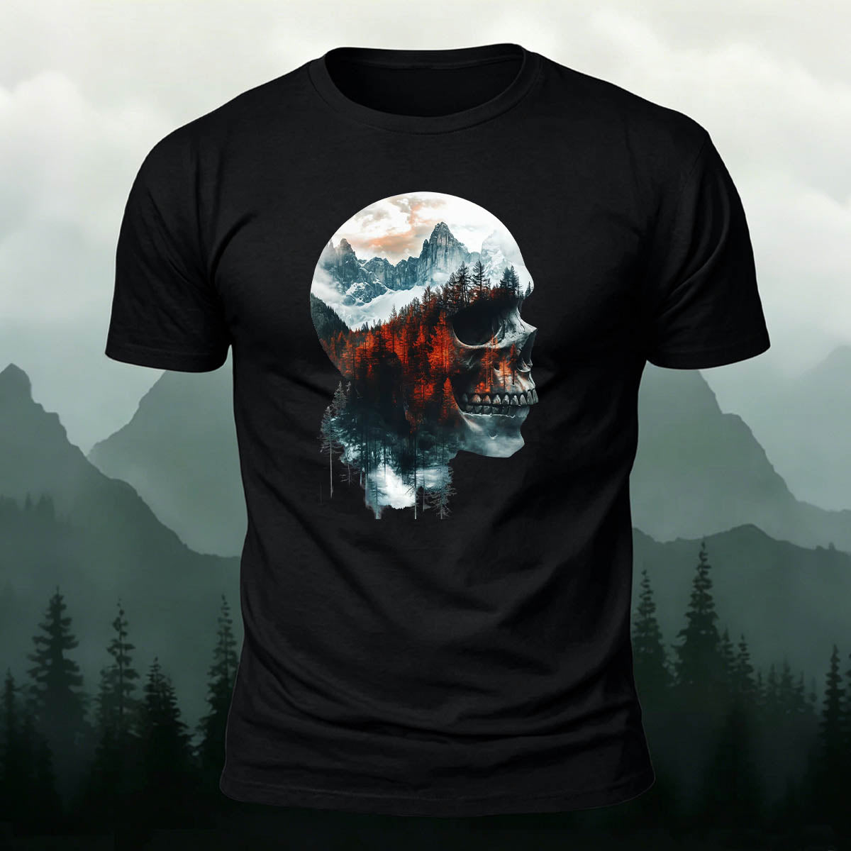 Skull Art Landscape Print Unisex Cotton T-Shirt