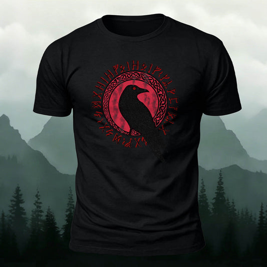100% Cotton Vintage Viking Rune Bird Graphic T-Shirt