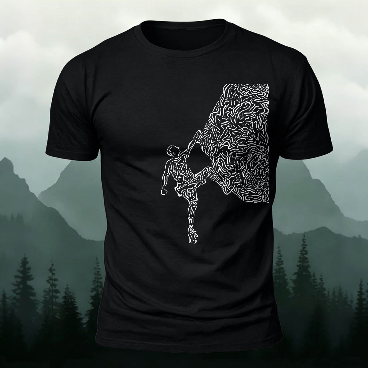 Rock Climbing Artwork Print Casual Cotton T-Shirt