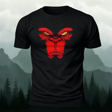 Red Angry Monkey Print 100% Cotton Crew Neck T-Shirt