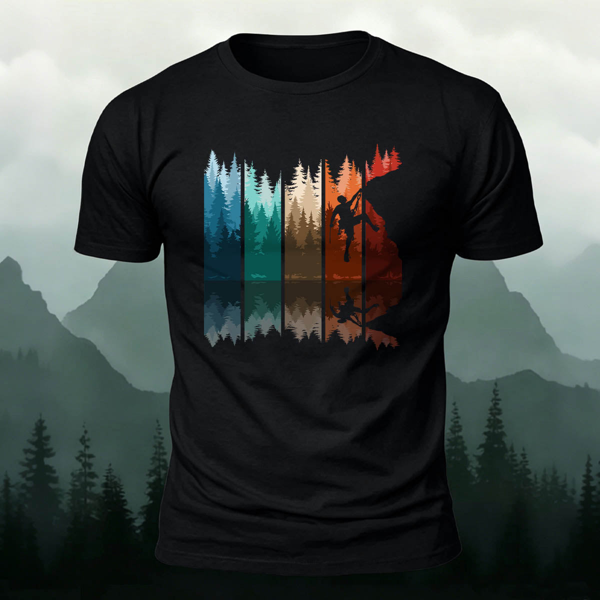 Colorful Adventure Mountain Print Outdoor Cotton T-Shirt