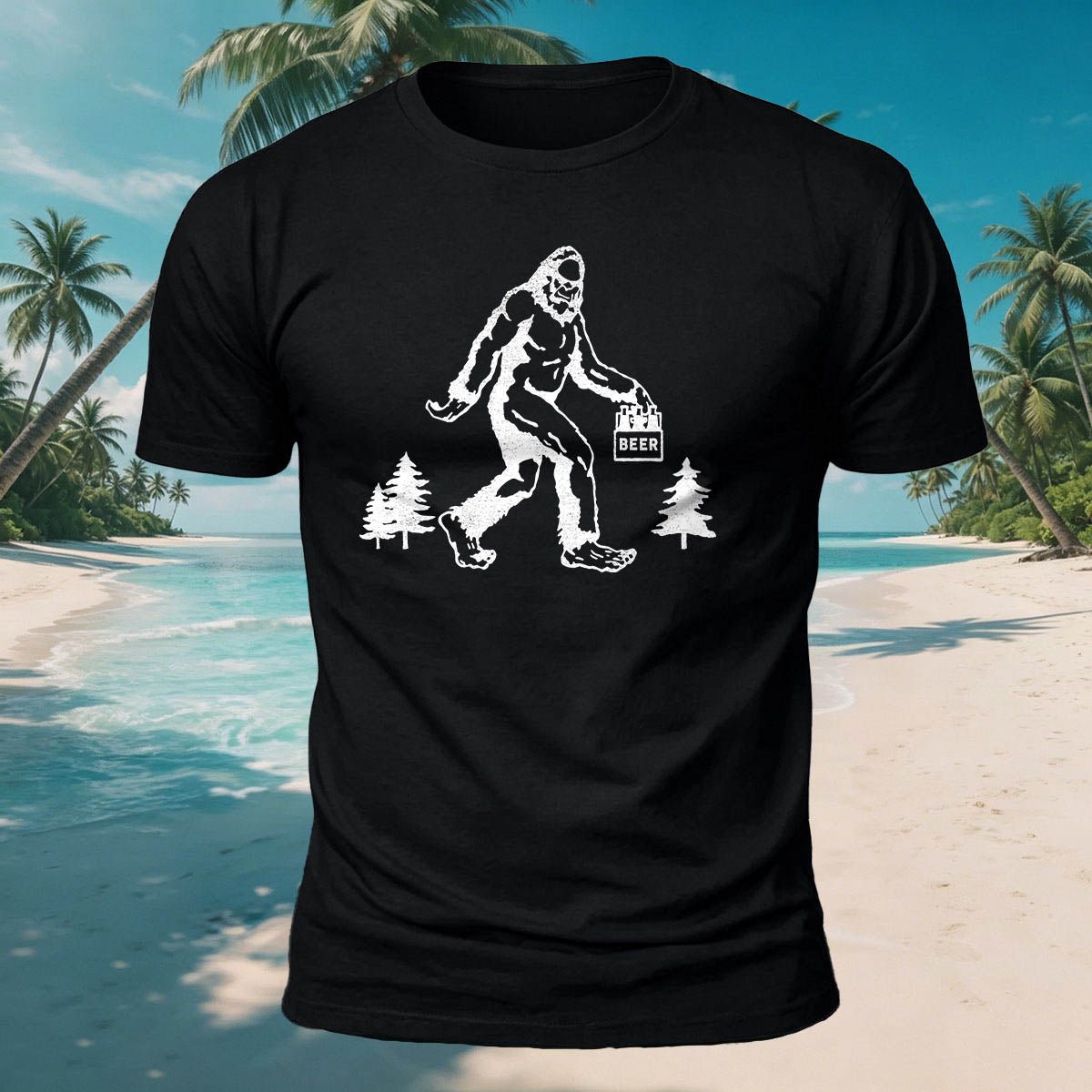 Gorilla Carrying Beer Print Casual Breathable Cotton T-Shirt