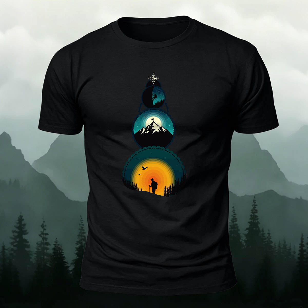 Art of the Snow-Capped Peaks Printed Casual Cotton Tee