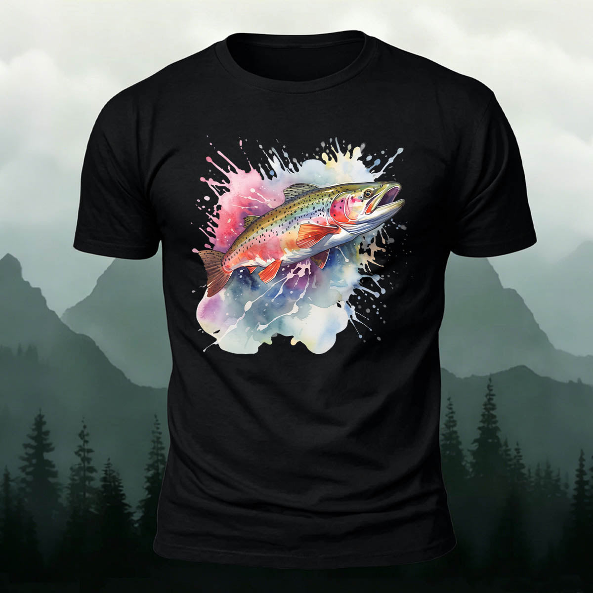 Minimalist Trout Graphic Outdoor 100% Cotton T-Shirt