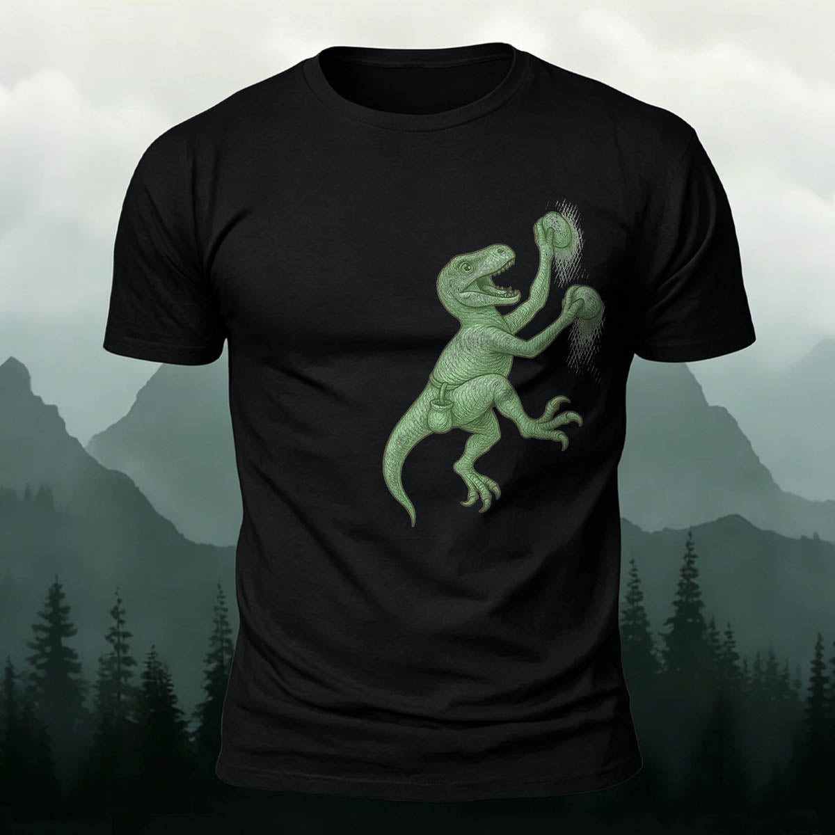 Dinosaur Climbing Fun Print Outdoor Breathable T-Shirt