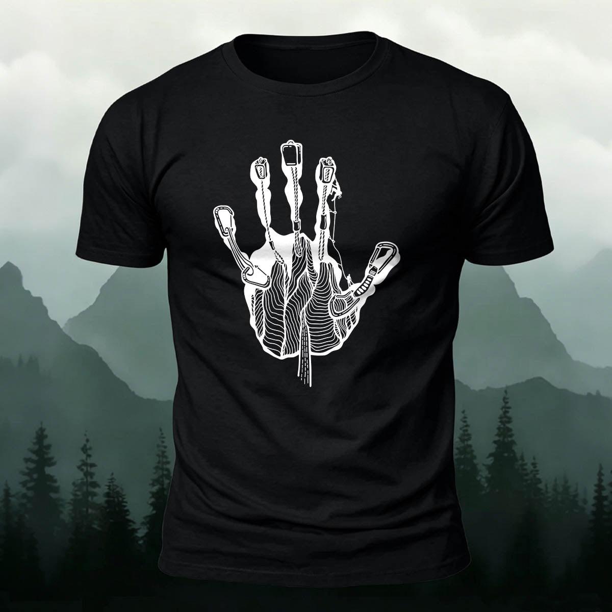 Rock Climbing Handprint Casual 100% Cotton T-Shirt