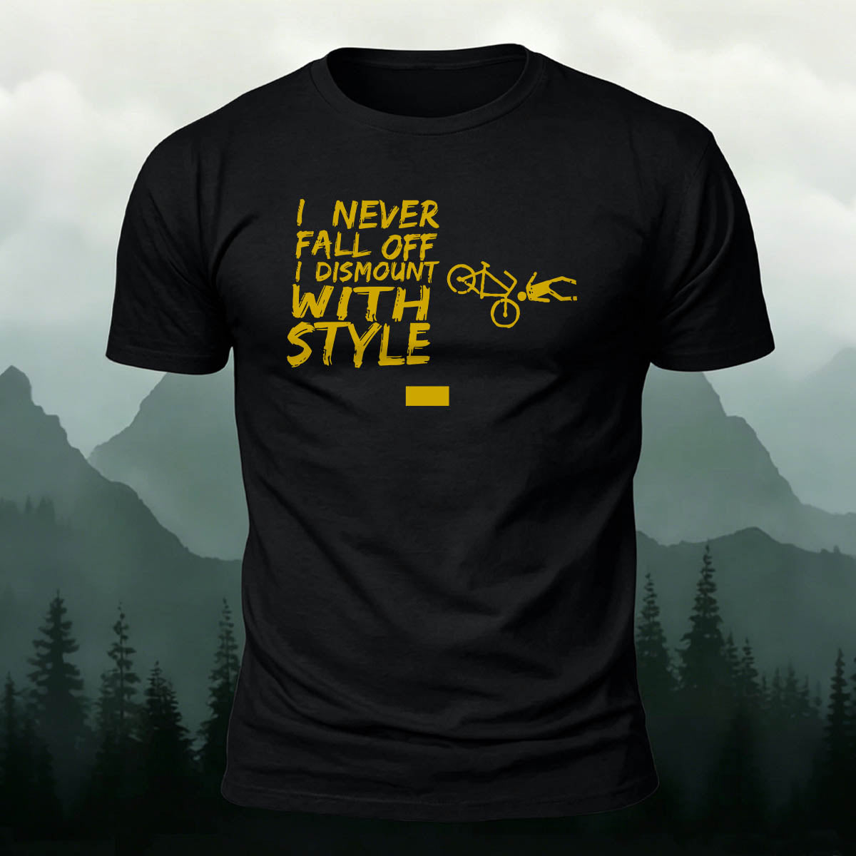 Cotton I Never Fall Off Printed Outdoor Cycling T-Shirt