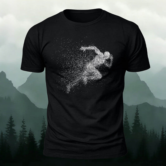 Running Character Print Casual Cotton T-Shirt