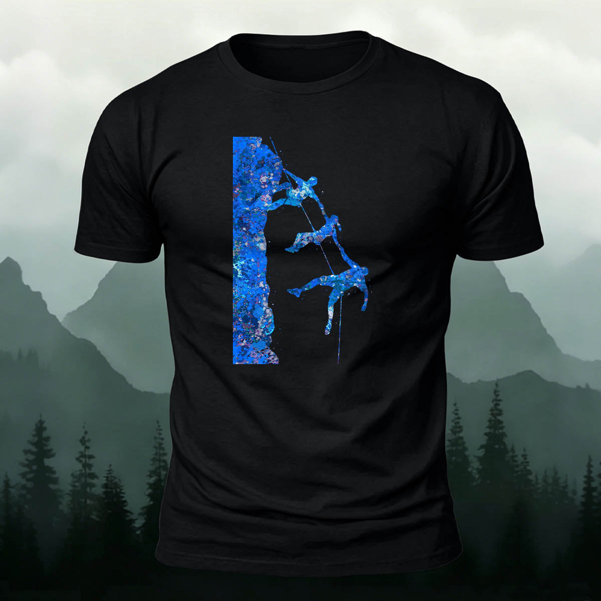 Adventure and Hiking Blue Printed Cotton T-Shirt