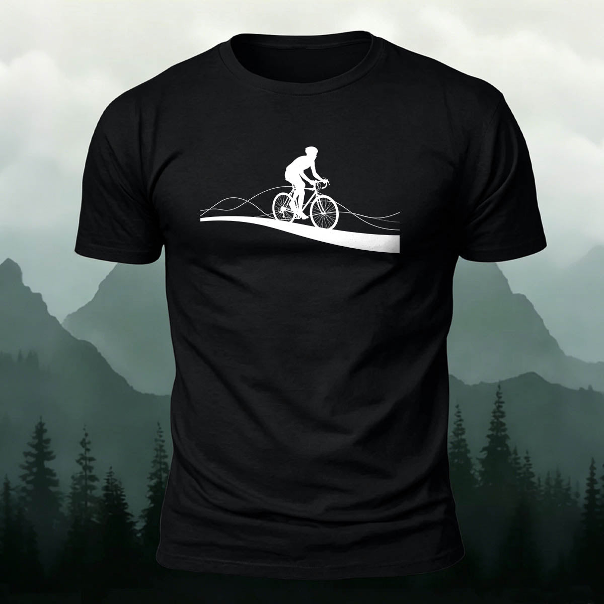 Road Cycling Art Print Comfortable Cotton T-Shirt