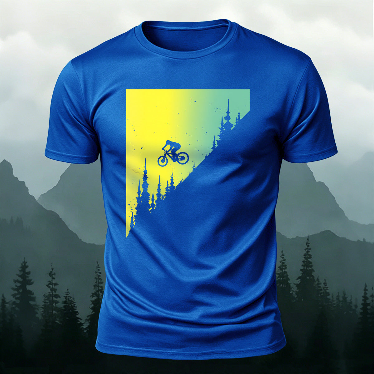 Cycling Adventure Outdoor Casual Soft-touch Feel Tee Blue