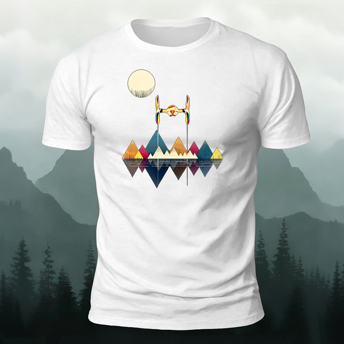 Color Graphic Print Premium Cotton Casual T-Shirt White
