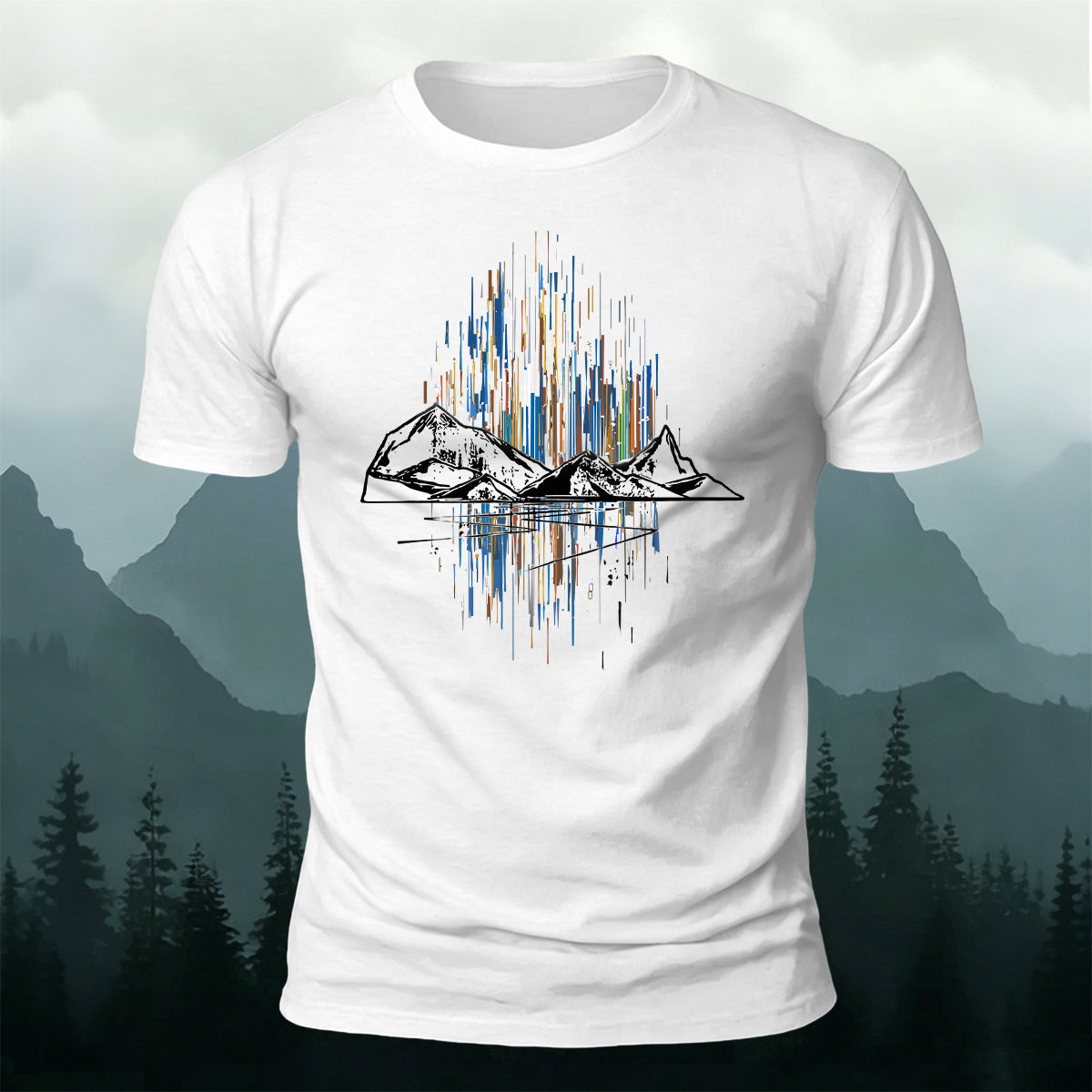 Mountain Colorful Line Outdoor Leisure Breathable T-Shirt