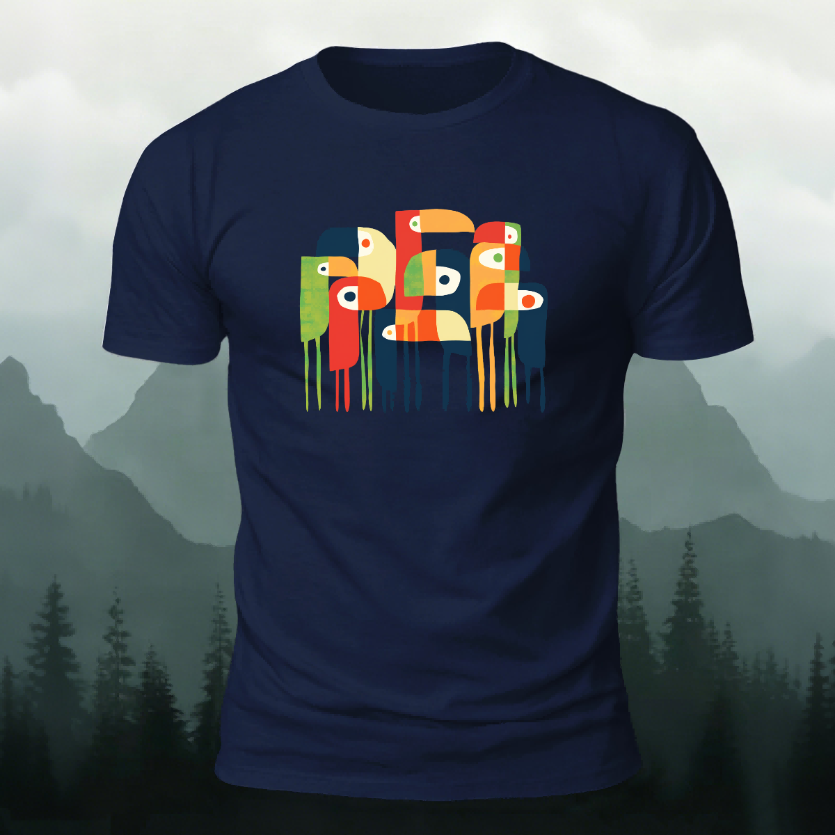 Abstract Bird Artistic Casual Premium Cotton T-Shirt