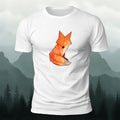 Origami Fox Print Premium Cotton Casual T-Shirt White