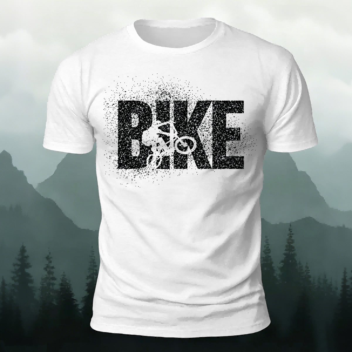 Bike Letter Print fashionable Breathable Material T-Shirt White