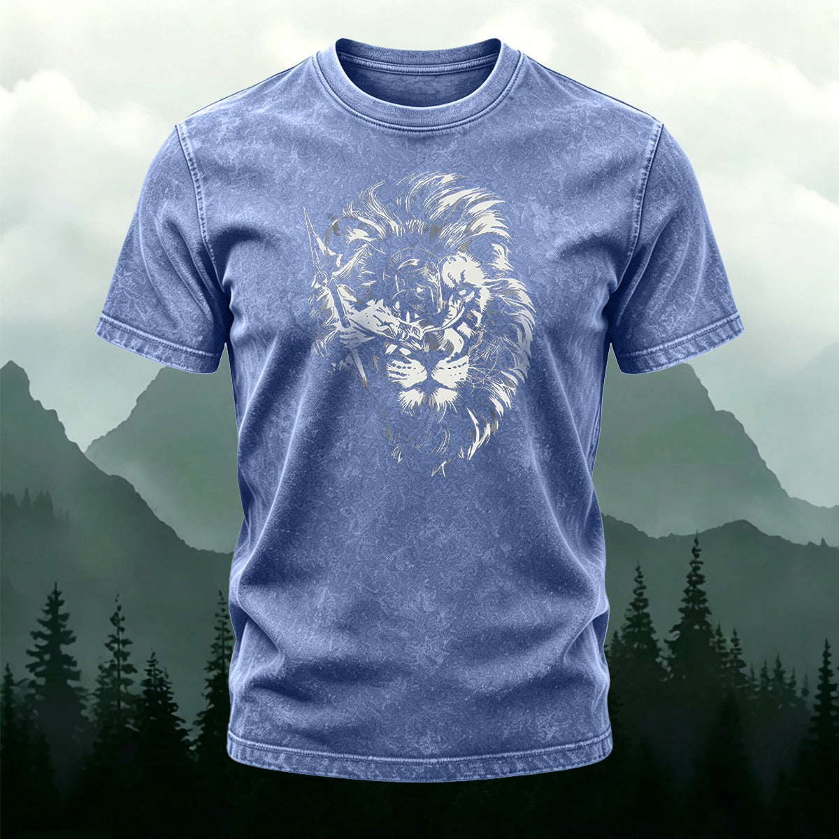 Fierce Lion Street Trend Washed Cotton Casual T-Shirt