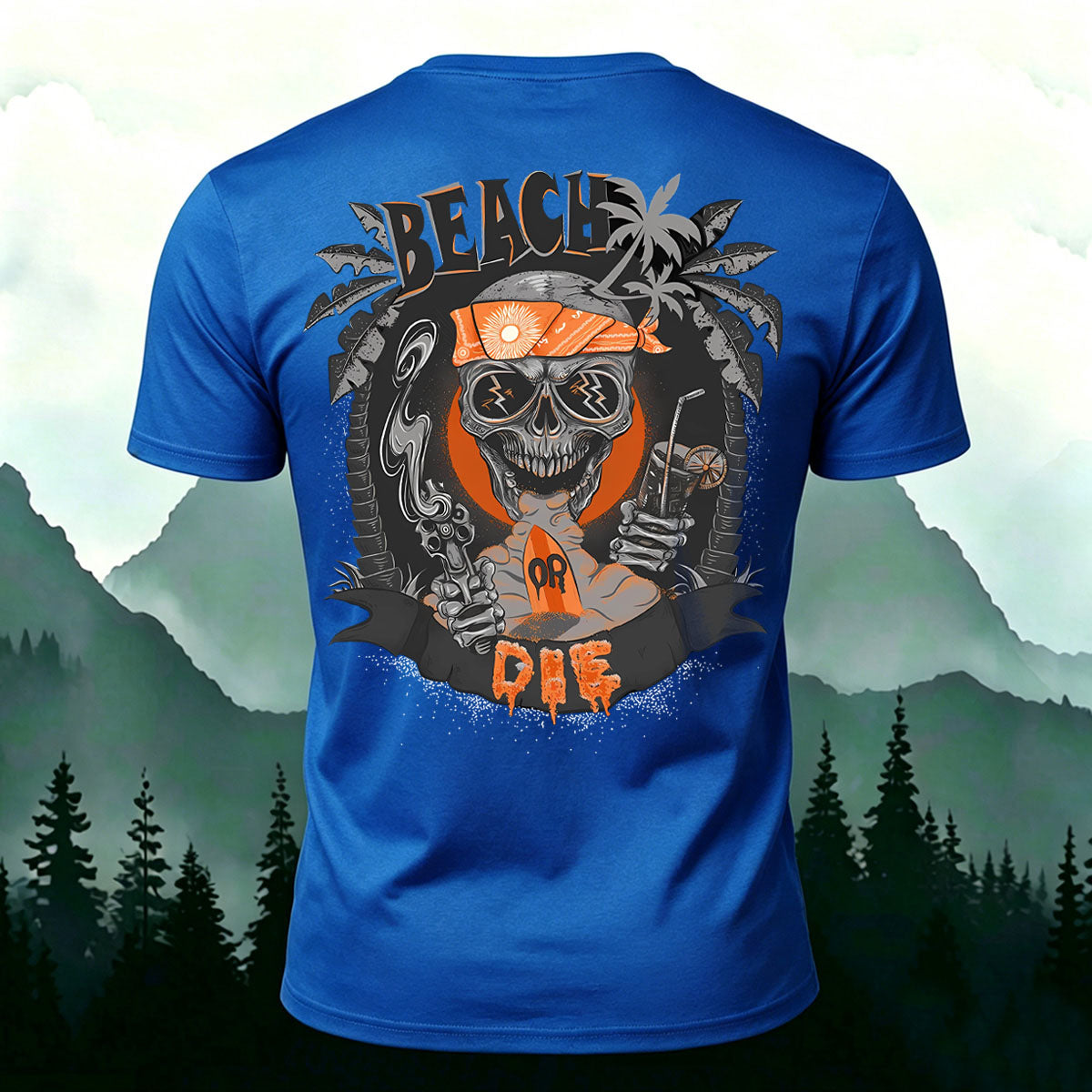 Skull Beach Vacation Fashion 100% Cotton T-Shirt