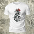 Withered Forest Skull Print Cotton Crew Neck T-Shirt White