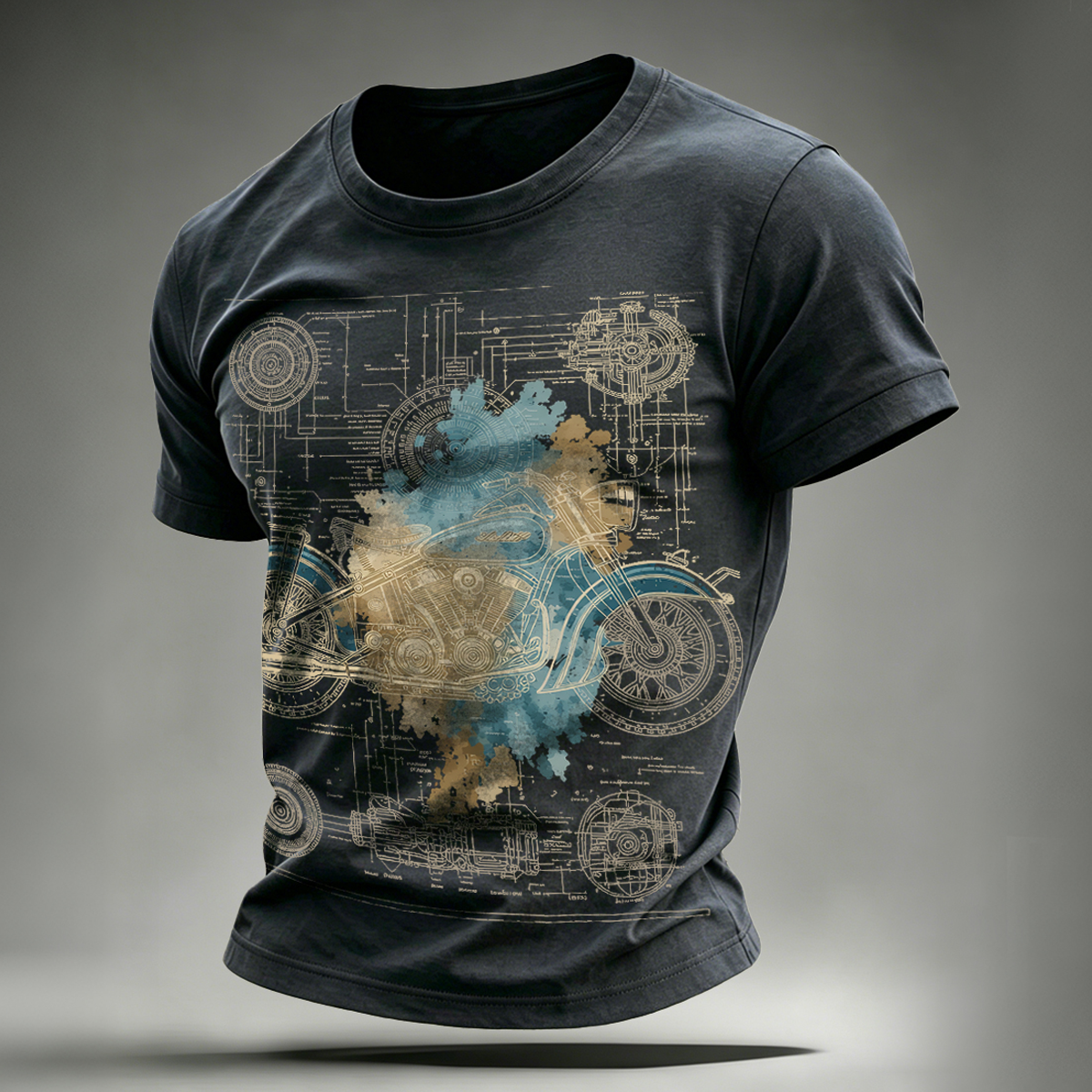 Vintage Distressed Motorcycle Graphic Casual T-Shirt