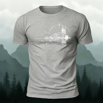 Line Scenery Pattern Design Casual T-shirt