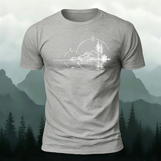 Line Scenery Pattern Design Casual T-shirt