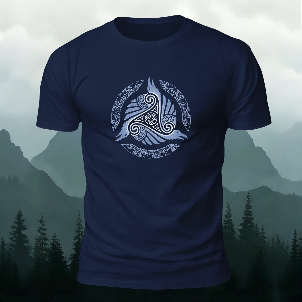 Viking Totem Print Casual Cotton T-Shirt