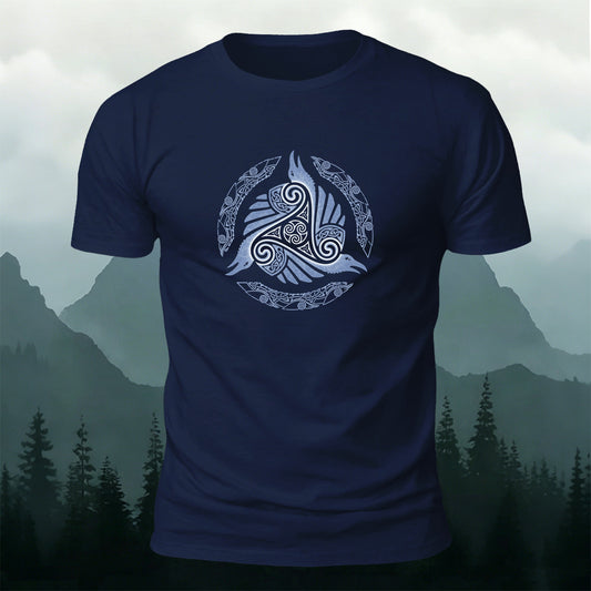 Viking Totem Print Casual Cotton T-Shirt