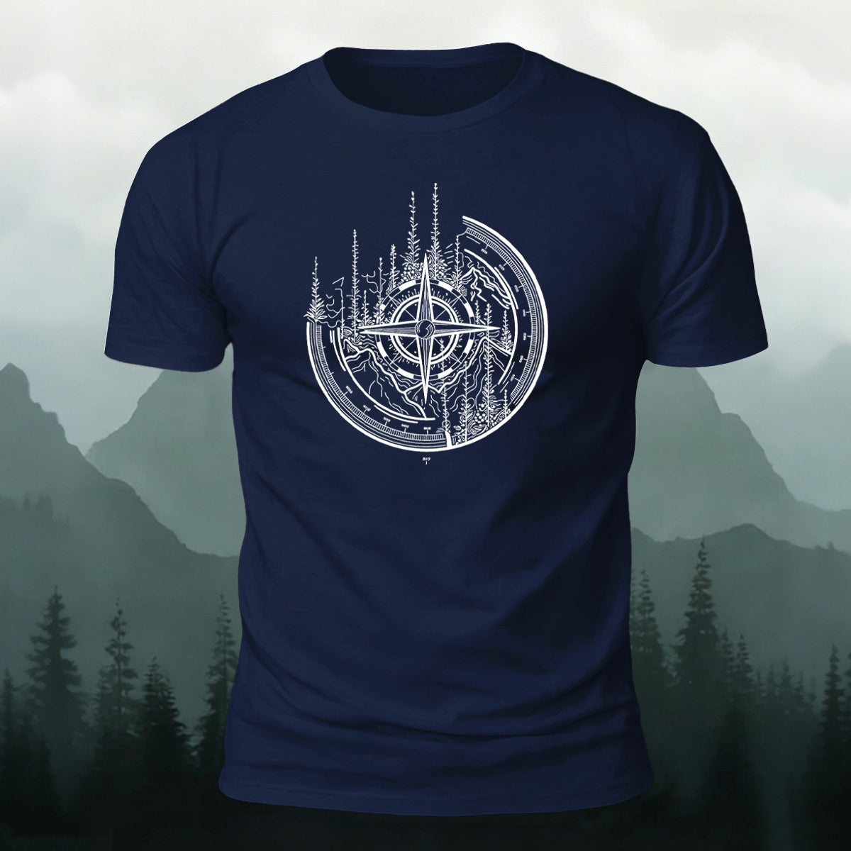 Design-style Pattern Outdoor Trendy Premium Cotton Tee Navy