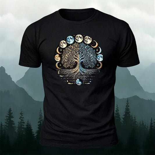 Tech Moon Fashion Print Casual Cotton T-Shirt