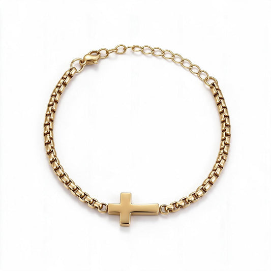 Stainless Steel Cross Unisex Chain Bracelet