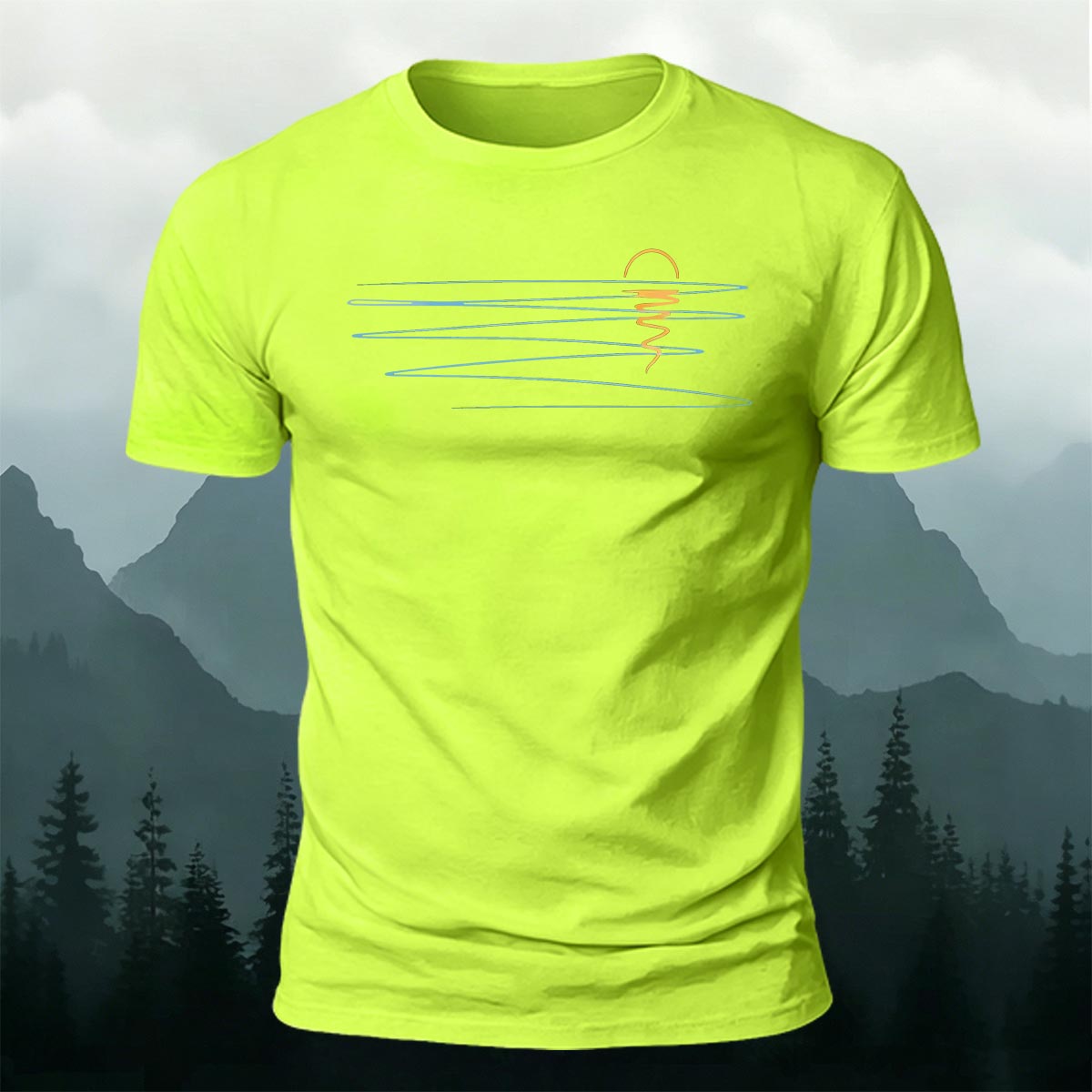Sunset Line Pattern Minimalist Skin-friendly Casual T-Shirt