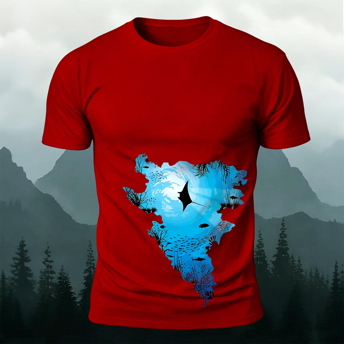 Deep Sea Dream Jellyfish Silhouette Printed Cotton T-Shirt