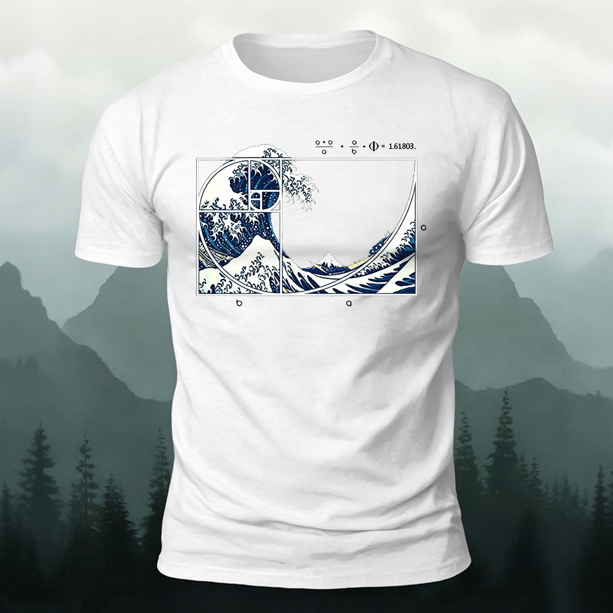 Waves Pattern Natural Style Skin-friendly Casual T-Shirt White