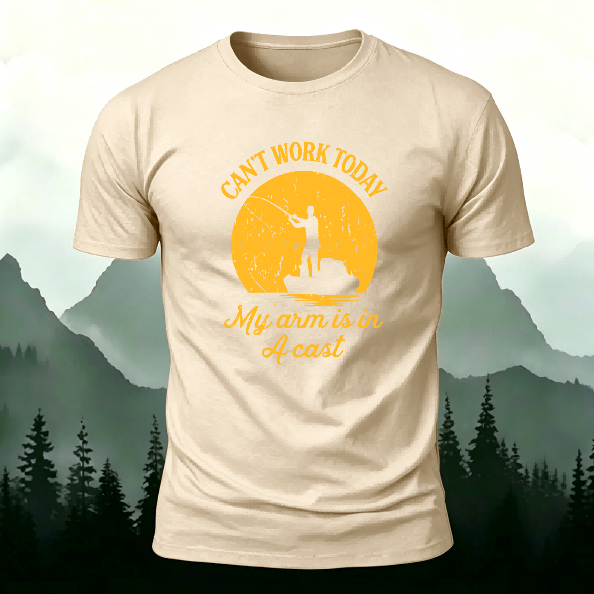 Angler Pattern Minimalist Breathable Cotton T-shirt