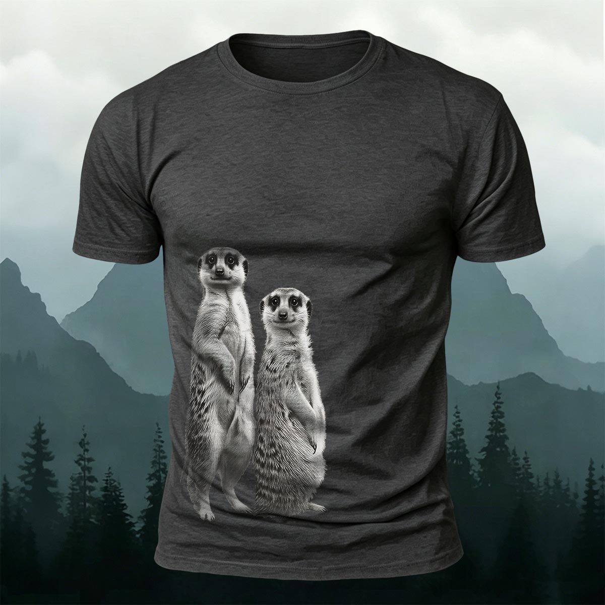 Cute Meerkat Print Cotton Casual T-Shirt