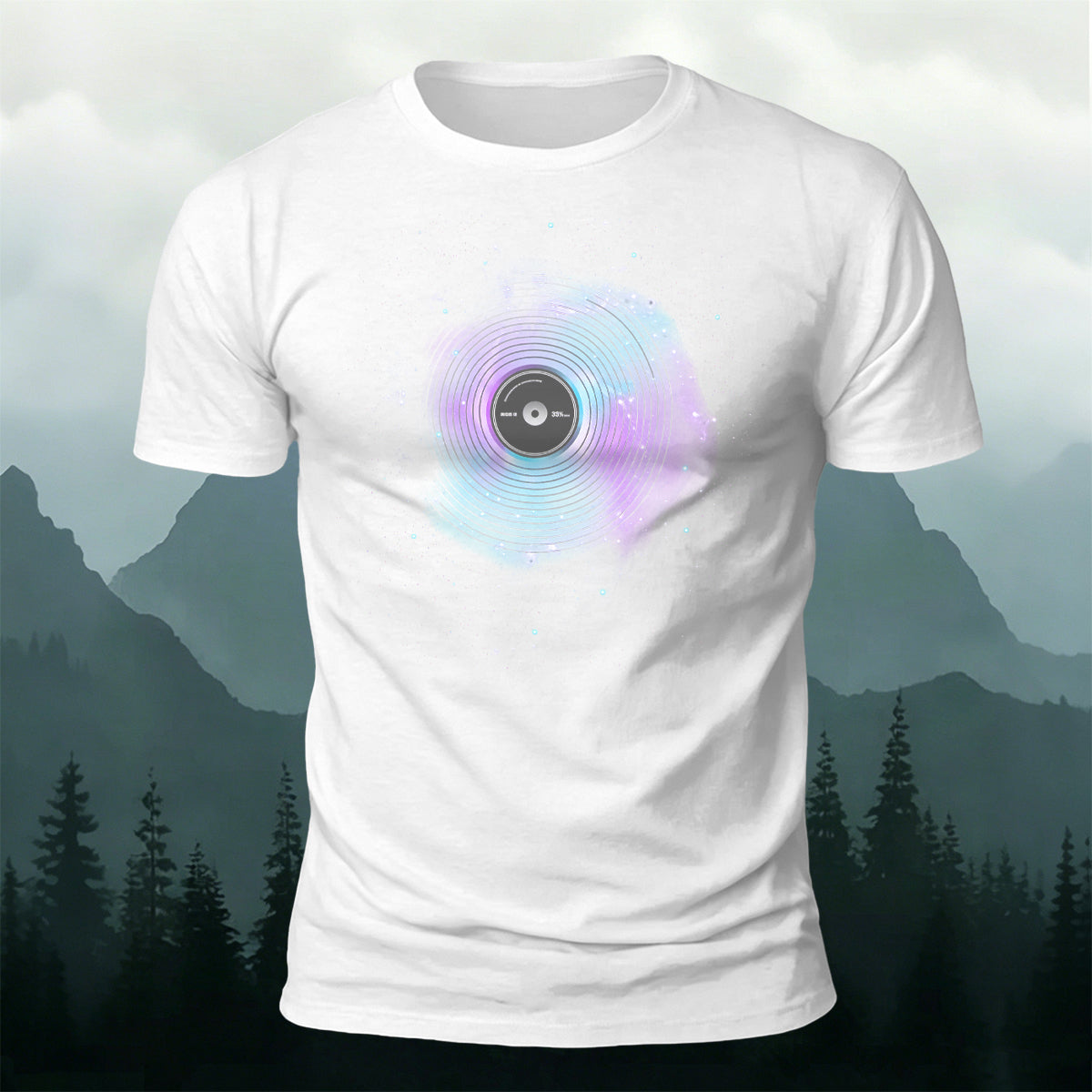 Music Player Print Casual 100% Cotton T-Shirt