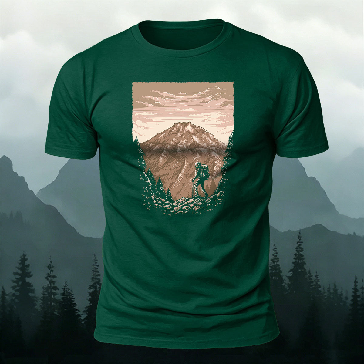 Mountaineer Art Print Casual Cotton T-Shirt
