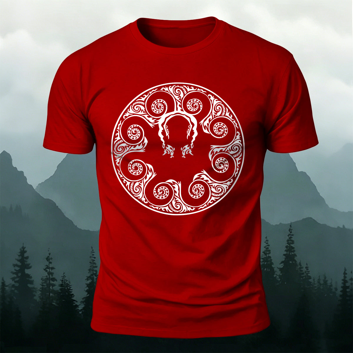 Octopus Openwork Round-Neck Printed Outdoor Cotton T-Shirt