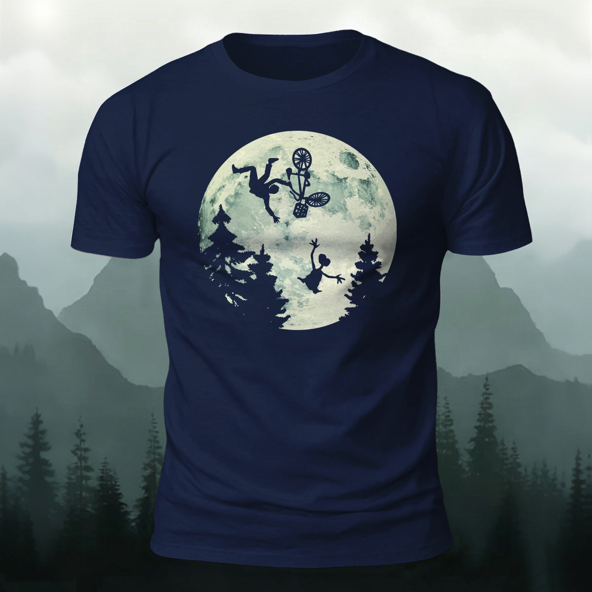 Ride the Moon Casual Cotton T-Shirt Navy