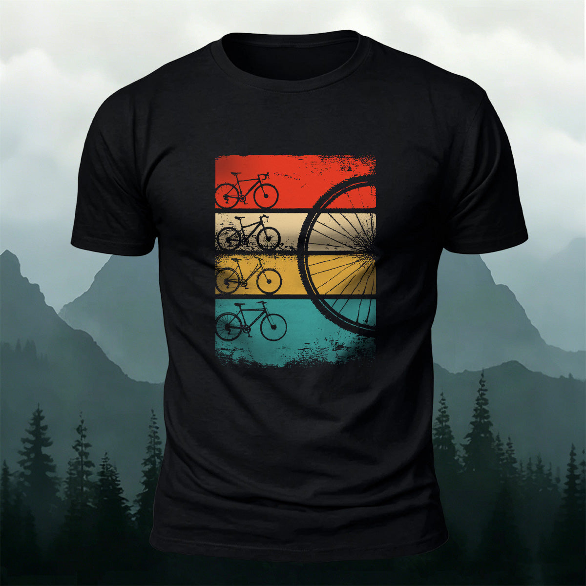 Bicycle Graphic Outdoor Comfortable Breathable T-Shirt Black