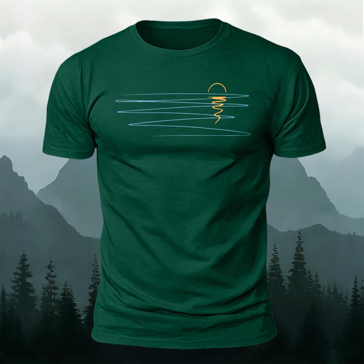 Sunset Line Pattern Minimalist Skin-friendly Casual T-Shirt
